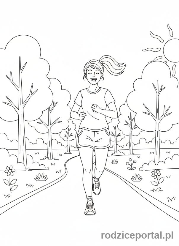 Kolorowanka Bieganie - Kobieta jogging w parku