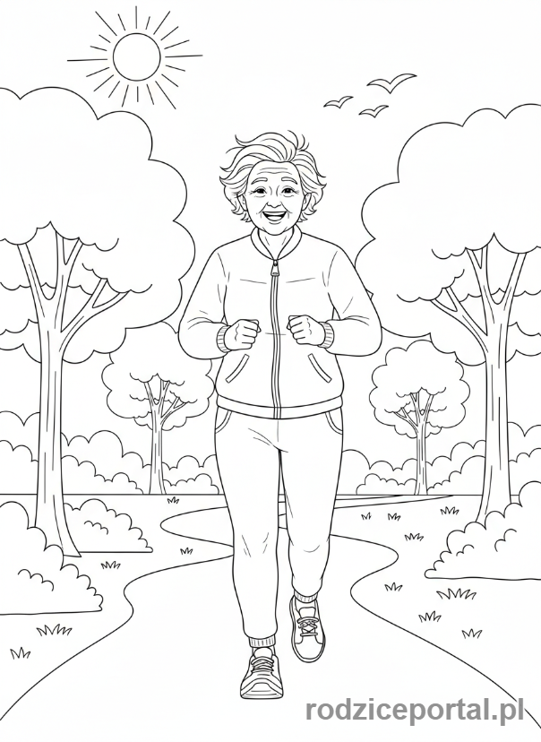 Kolorowanka Bieganie - Starsza osoba jogging