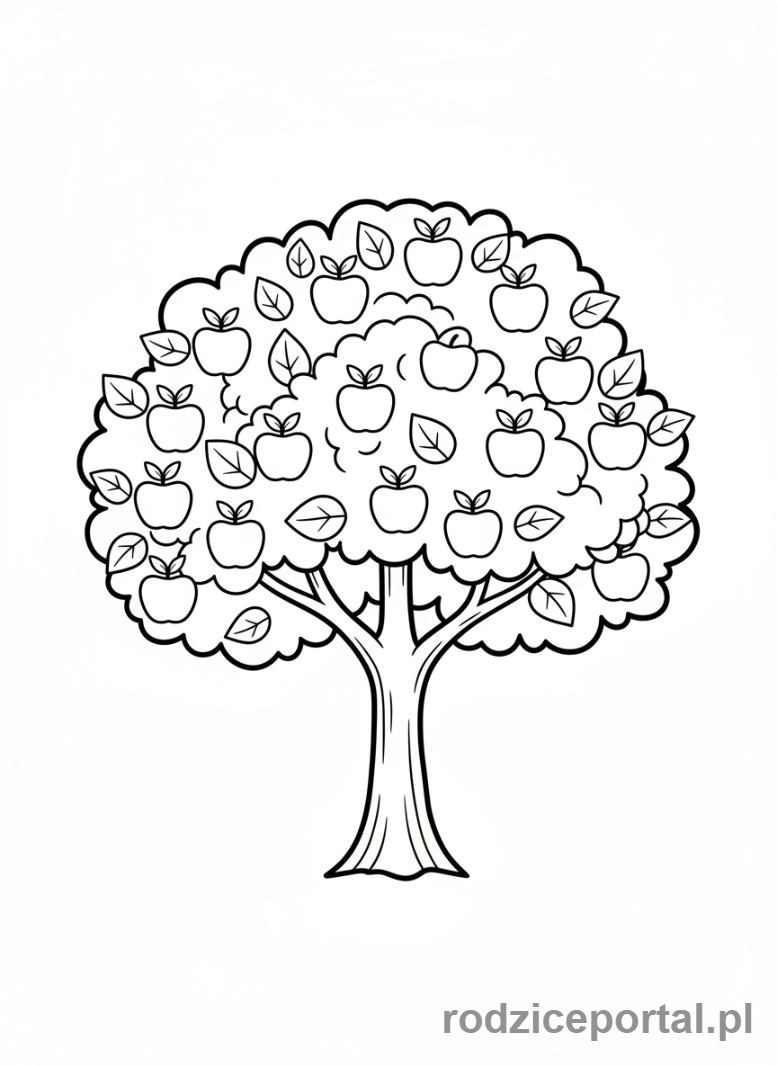Kolorowanka Biologia Dla Dzieci - Drzewo_owocowe_jesienia