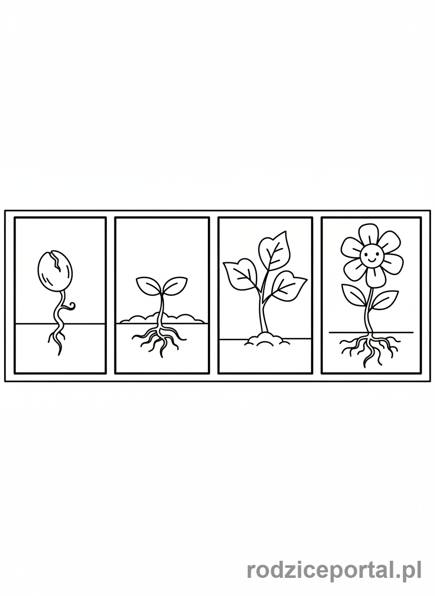 Kolorowanka Biologia Dla Dzieci - Etapy_wzrostu_rosliny