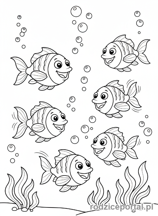 Kolorowanka Biologia Dla Dzieci - Ryby_pod_woda