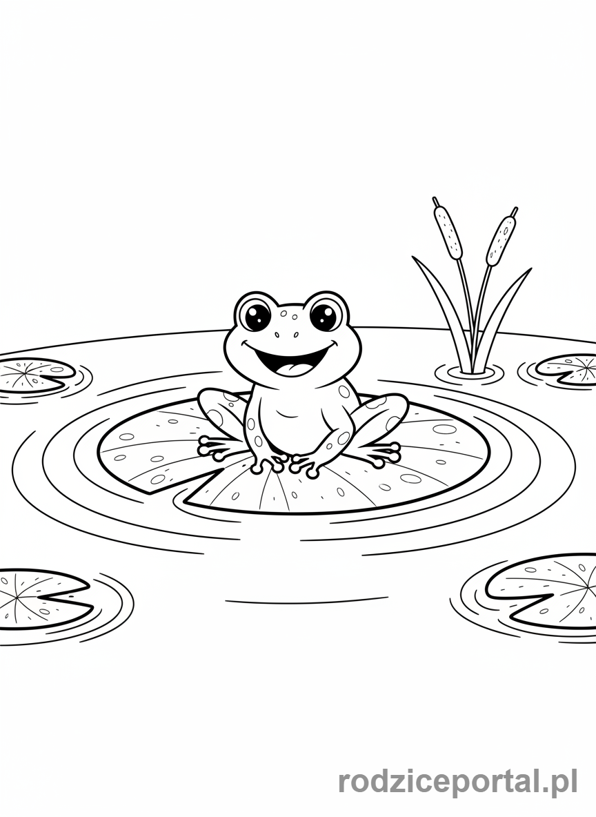 Kolorowanka Biologia Dla Dzieci - Zaba_na_lisciu_lilii