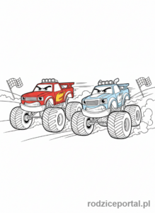 Kolorowanka Blaze - Blaze i Crusher wyscig