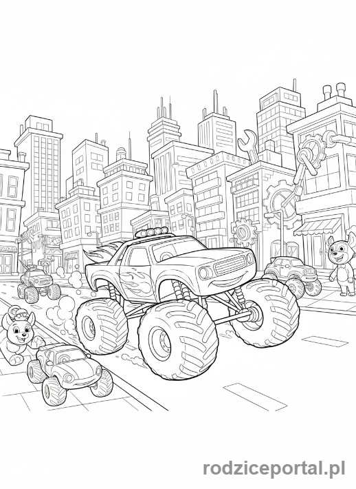 Kolorowanka Blaze - Blaze w Axle City