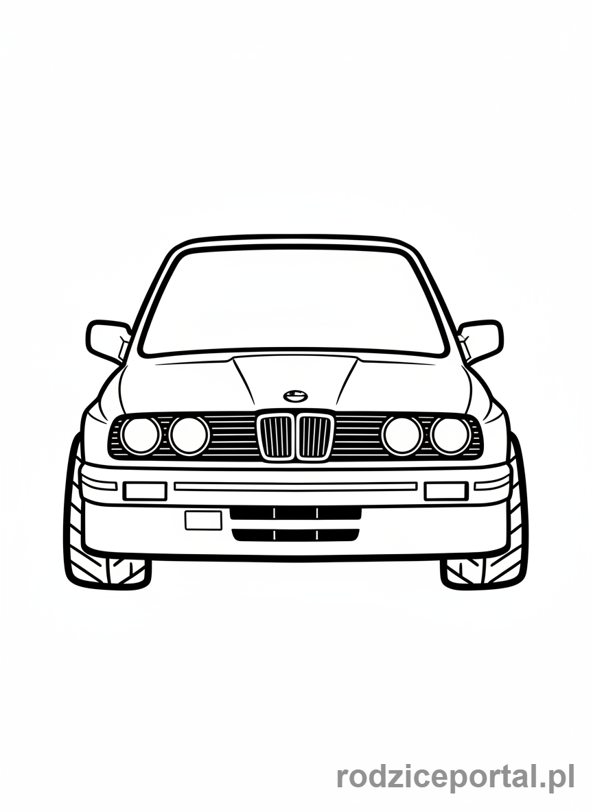 Kolorowanka Bmw - Klasyczne BMW E30 M3, widok z przodu