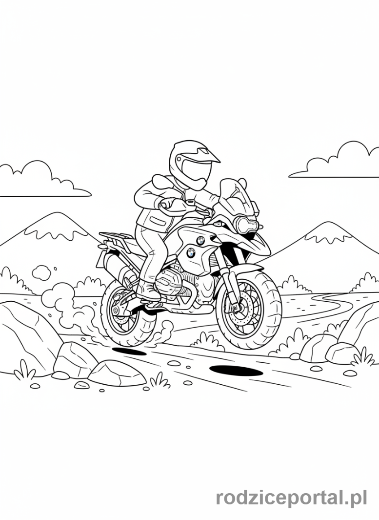 Kolorowanka Bmw - Motocykl BMW GS, jazda off-road