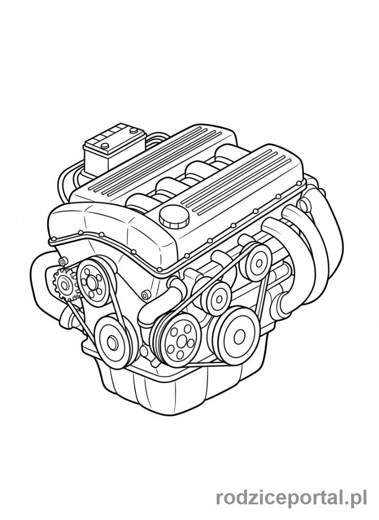 Kolorowanka Bmw - Szczegółowy widok silnika BMW