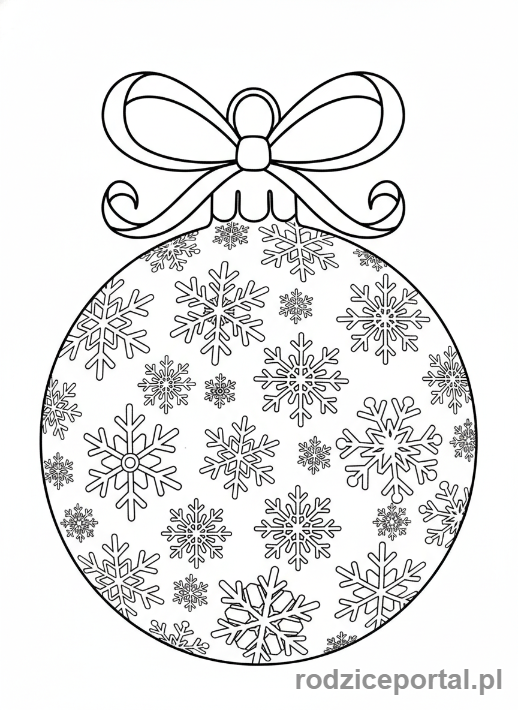 Kolorowanka Bombka - Bombka płatki śniegu