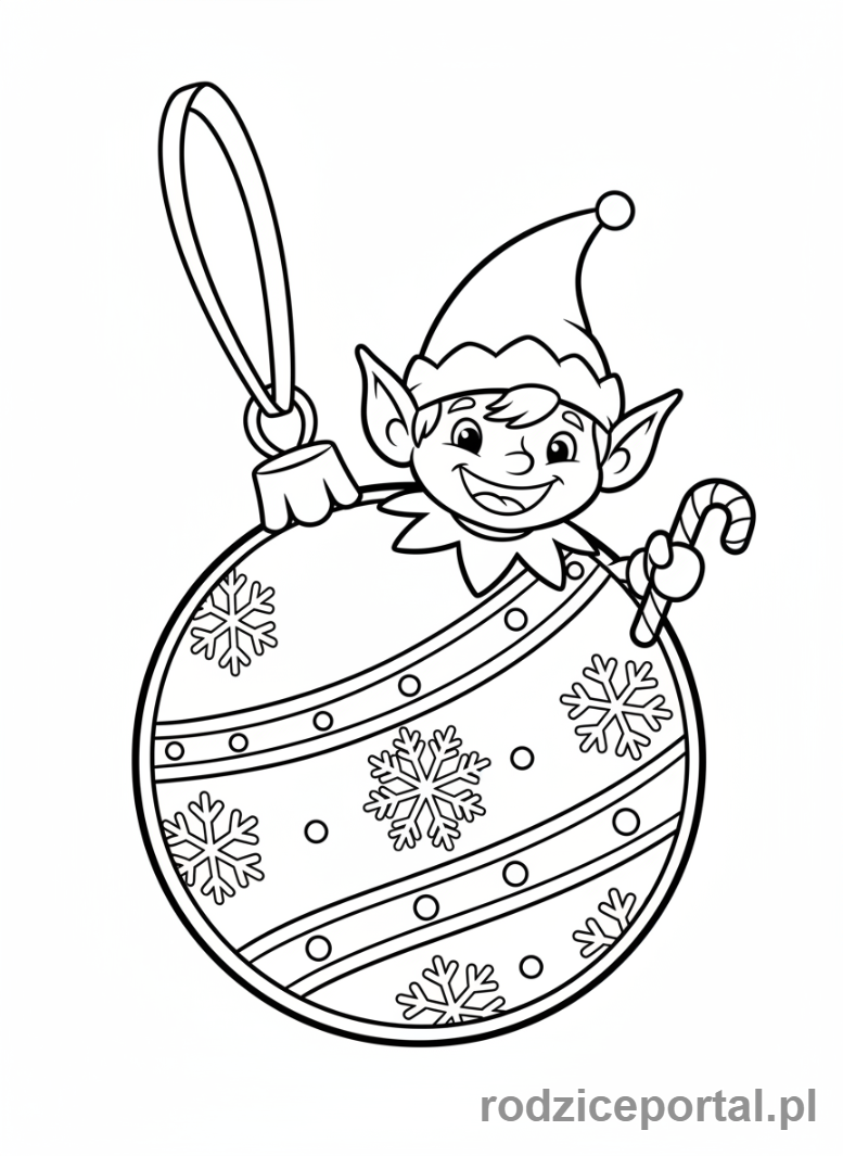 Kolorowanka Bombka - Bombka z elfem