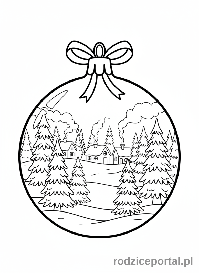 Kolorowanka Bombka - Bombka zima w tle