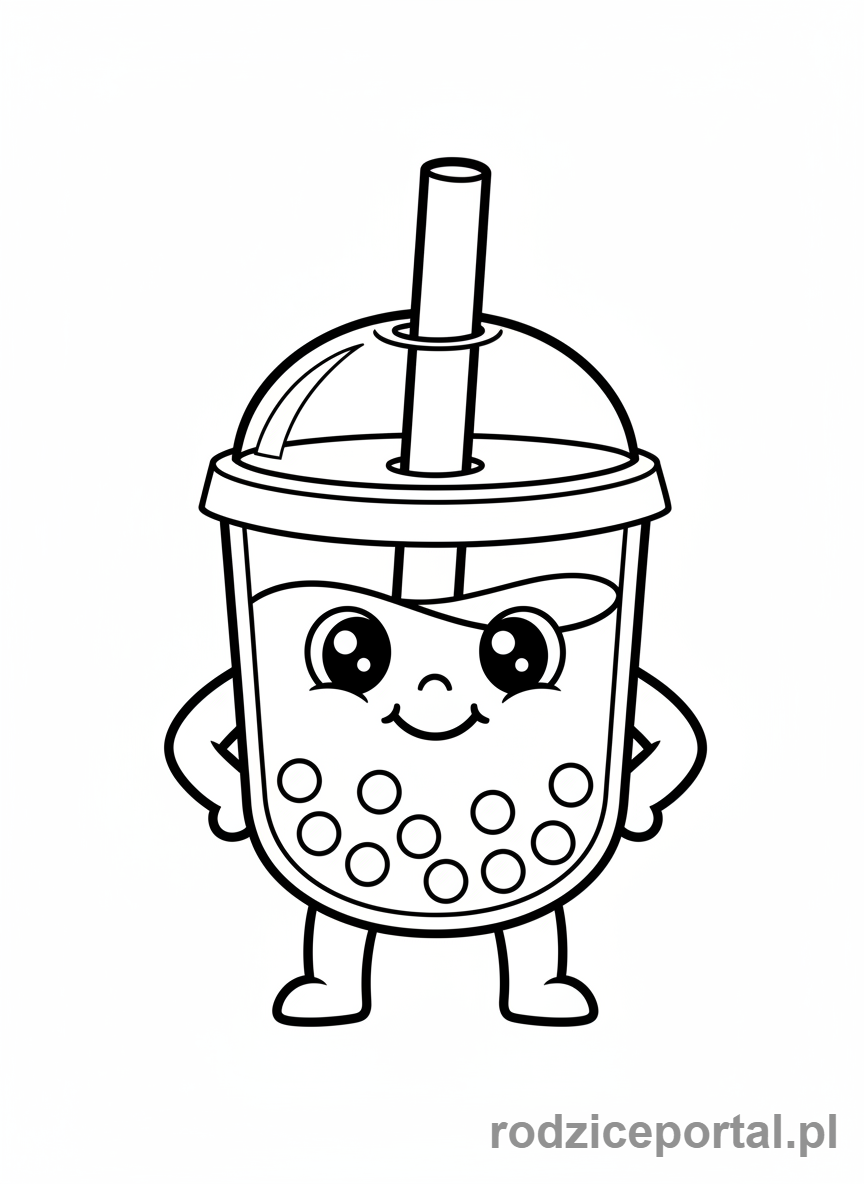 Kolorowanka Bubble Tea - Antropomorficzna bubble tea