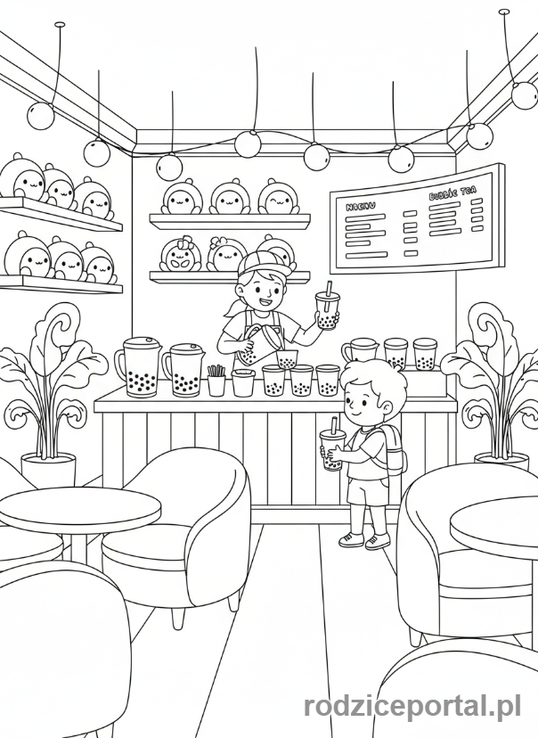 Kolorowanka Bubble Tea - Kawiarnia z bubble tea