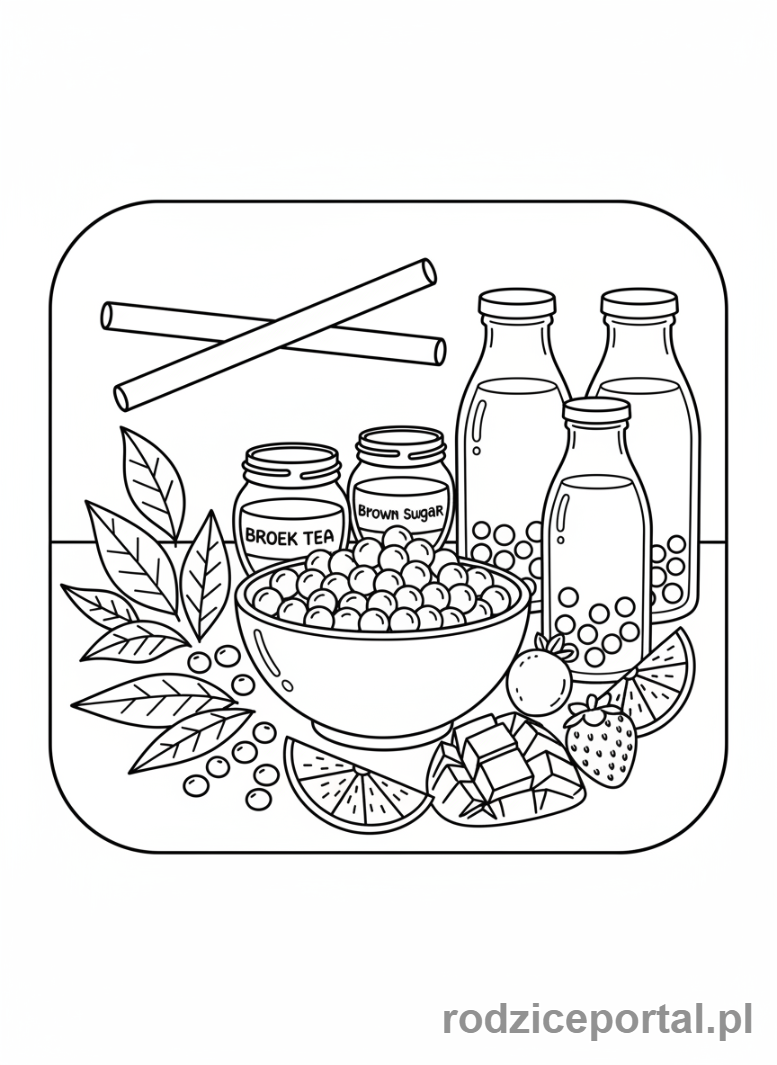 Kolorowanka Bubble Tea - Składniki do bubble tea