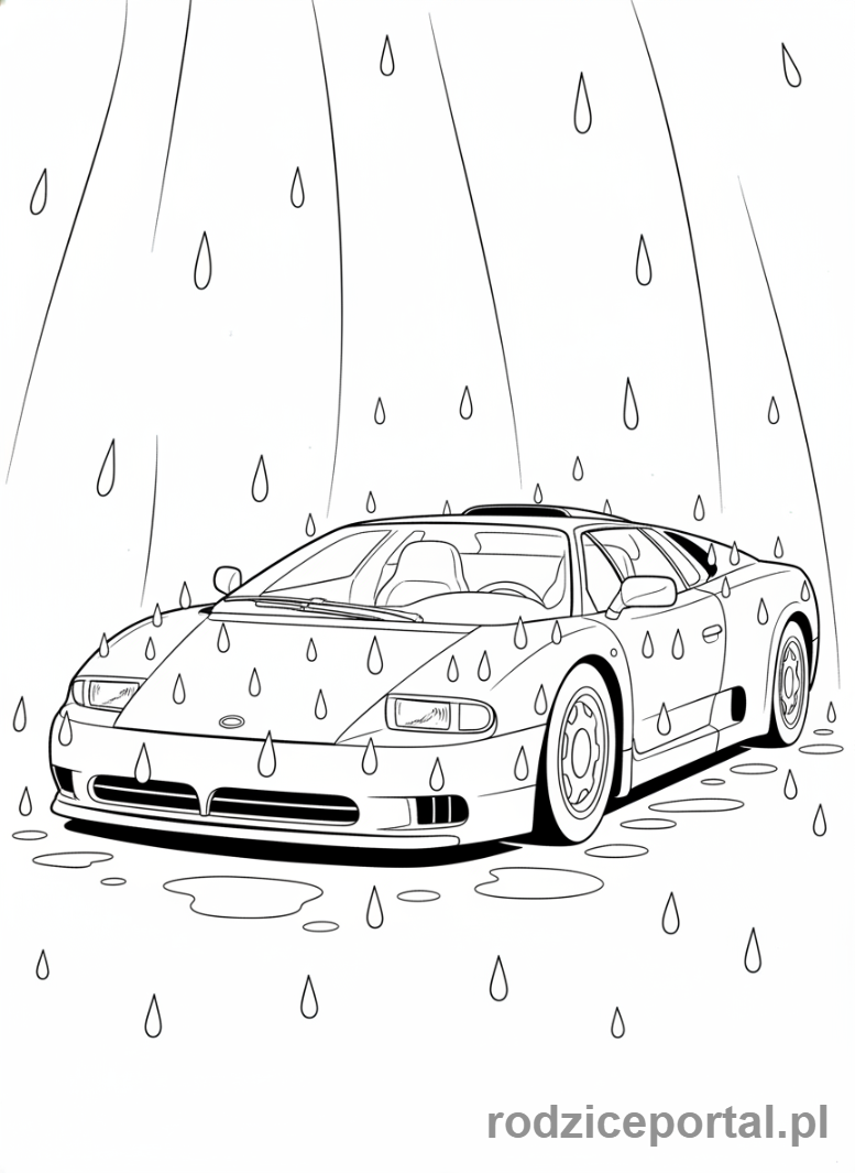 Kolorowanka Bugatti - Bugatti EB110 w deszczu