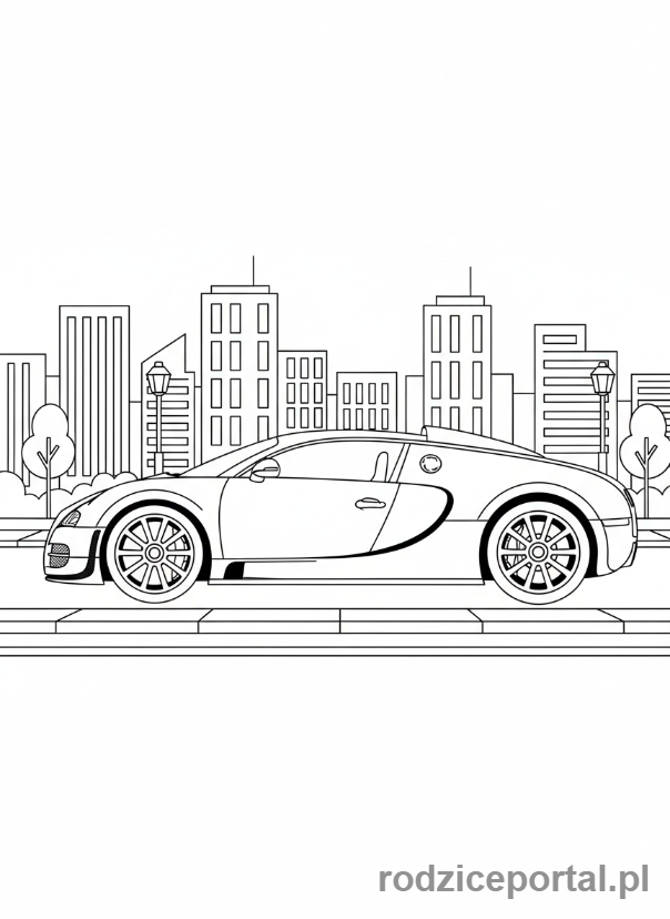 Kolorowanka Bugatti - Bugatti Veyron bokiem