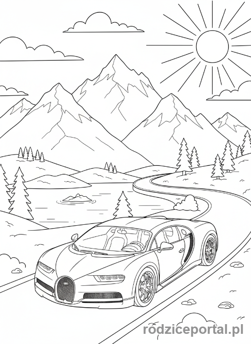 Kolorowanka Bugatti - Bugatti w górach