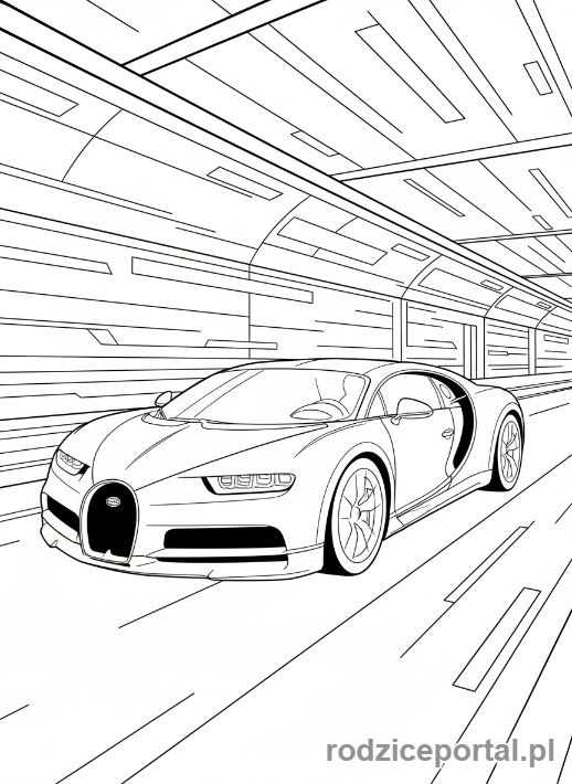 Kolorowanka Bugatti - Bugatti w tunelu