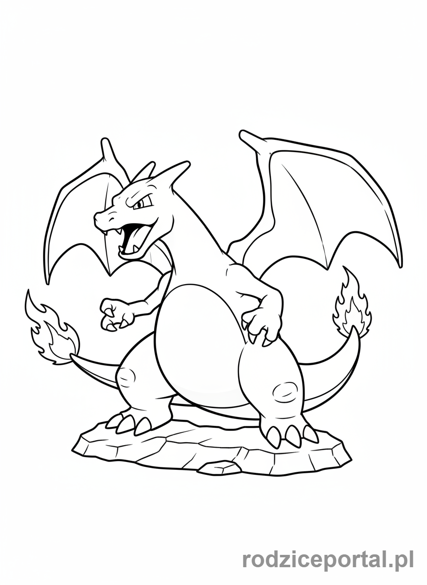 Kolorowanka Charizard - Charizard pozycja bojowa