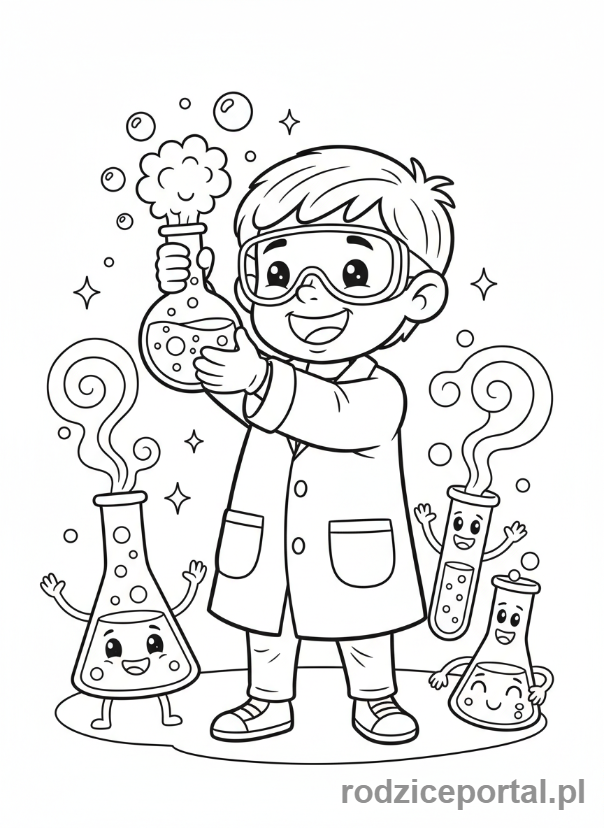 Kolorowanka Chemia Dla Dzieci - Dziecko w laboratorium