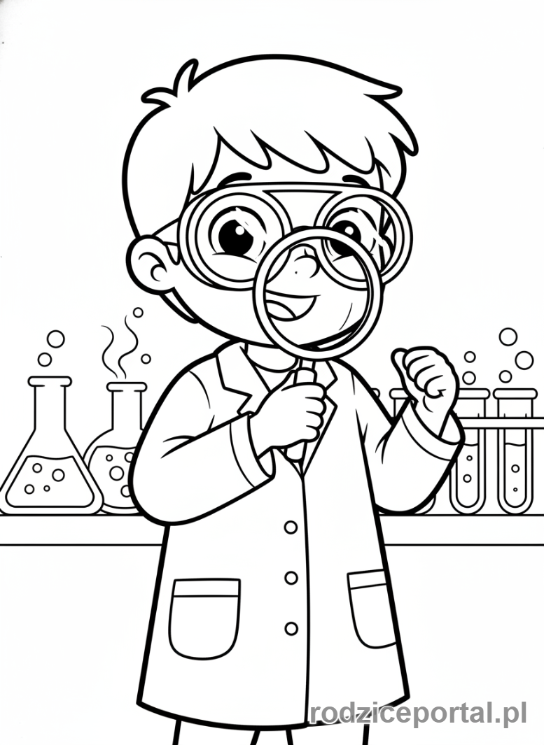 Kolorowanka Chemia Dla Dzieci - Mały naukowiec
