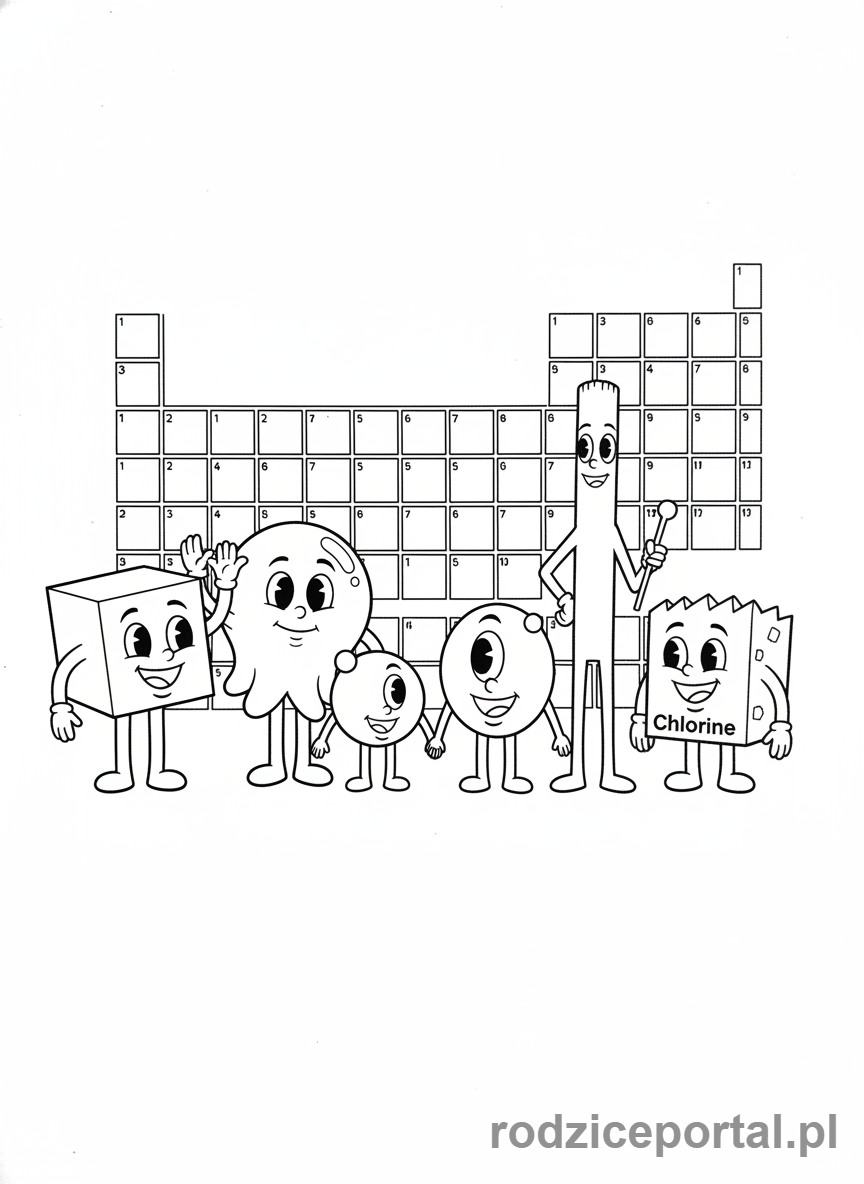 Kolorowanka Chemia Dla Dzieci - Przyjazne pierwiastki