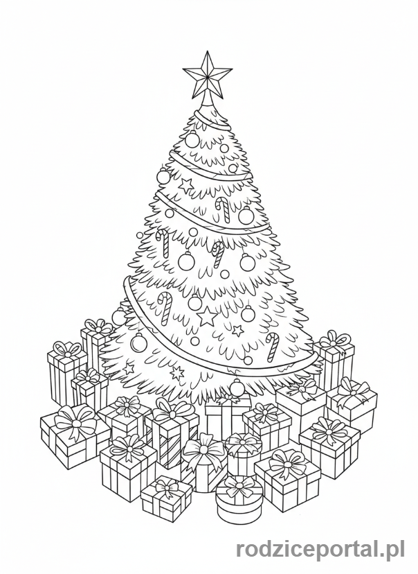 Kolorowanka Choinka - Choinka widok z gory