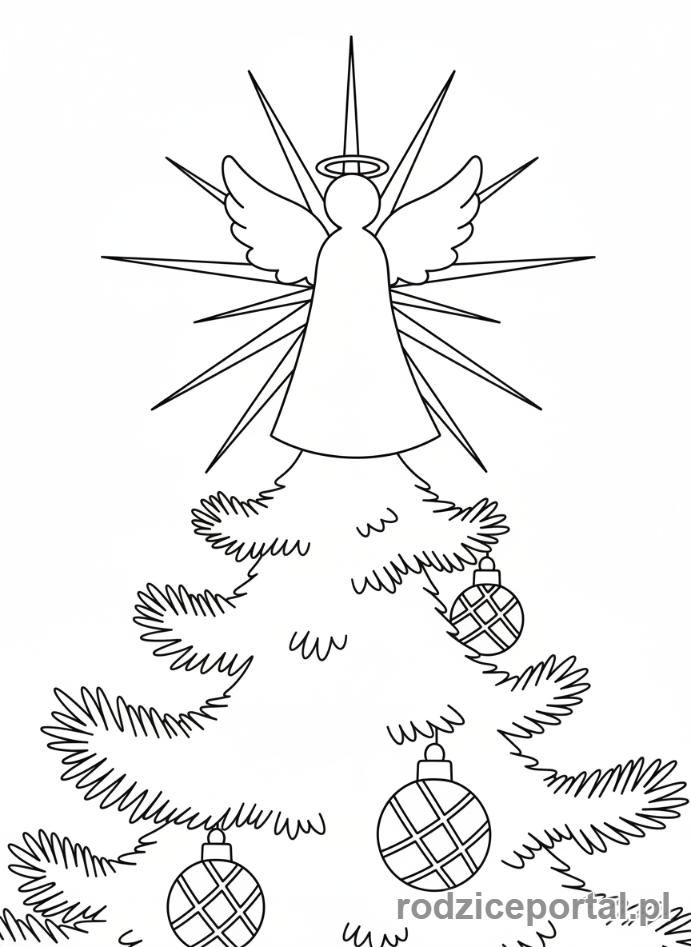 Kolorowanka Choinka - Gwiazda na czubku