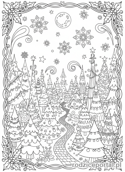 Kolorowanka Choinka - Las choinek