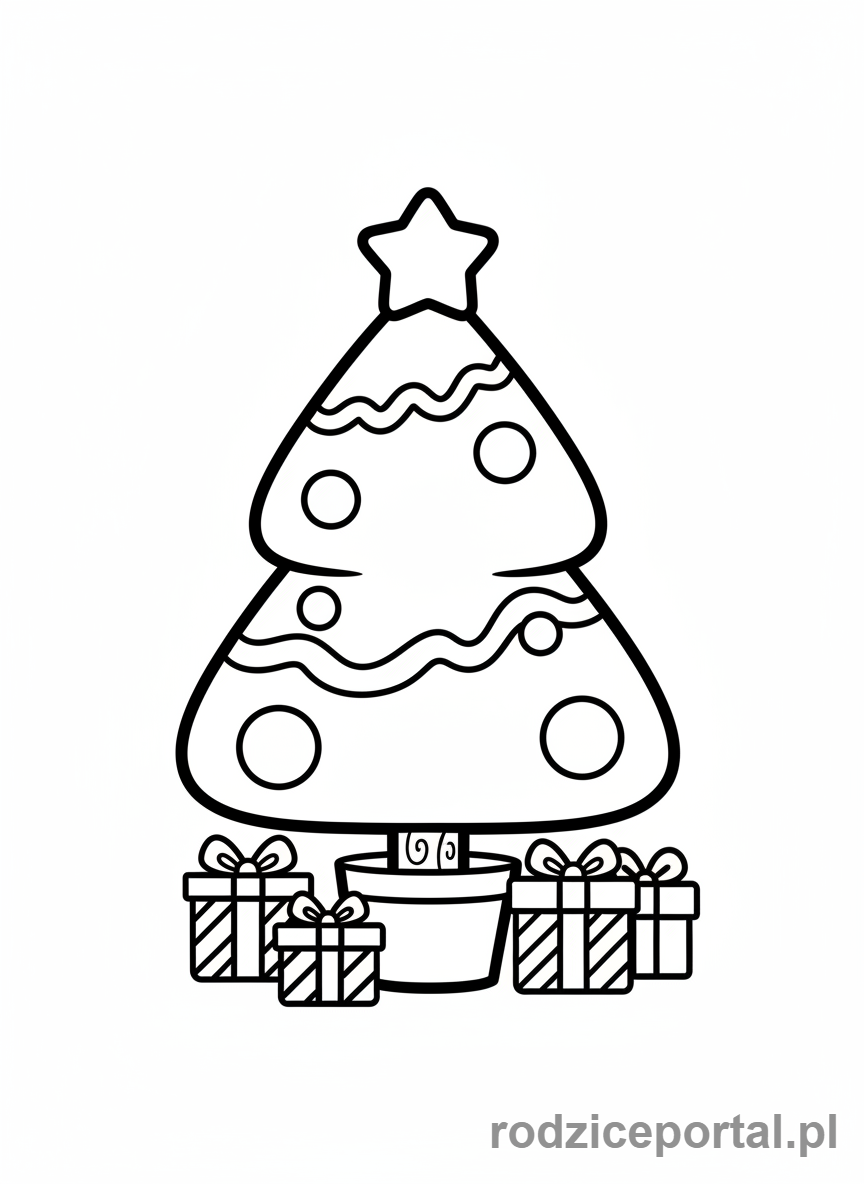 Kolorowanka Choinka - Prosta choinka kreskowkowa