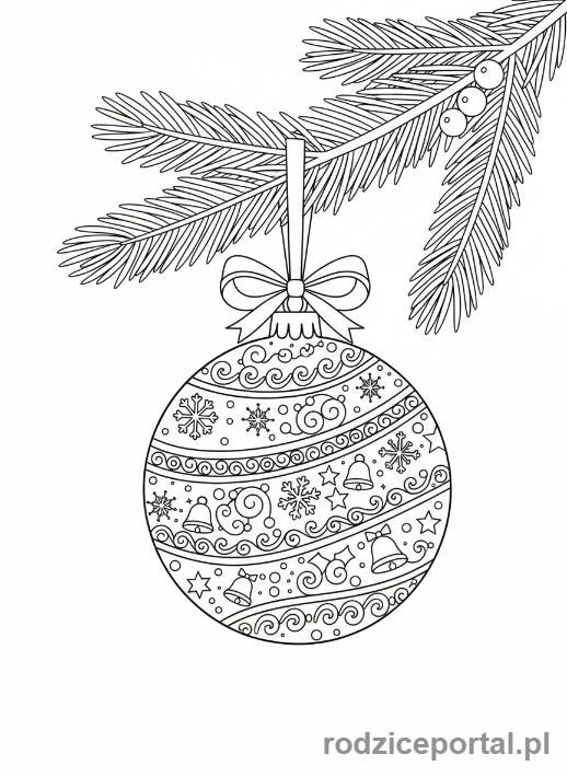 Kolorowanka Choinka - Zblizenie ozdoby