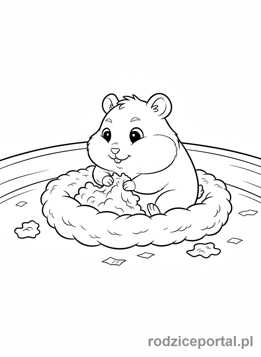 Kolorowanka Chomik - Chomik budujący gniazdo