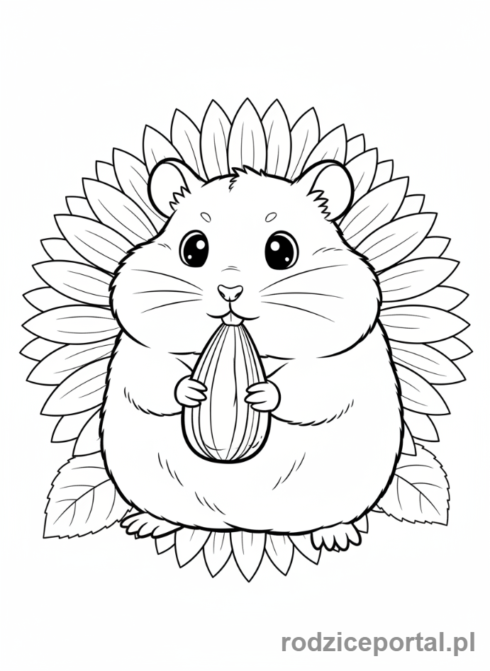 Kolorowanka Chomik - Chomik jedzący ziarno
