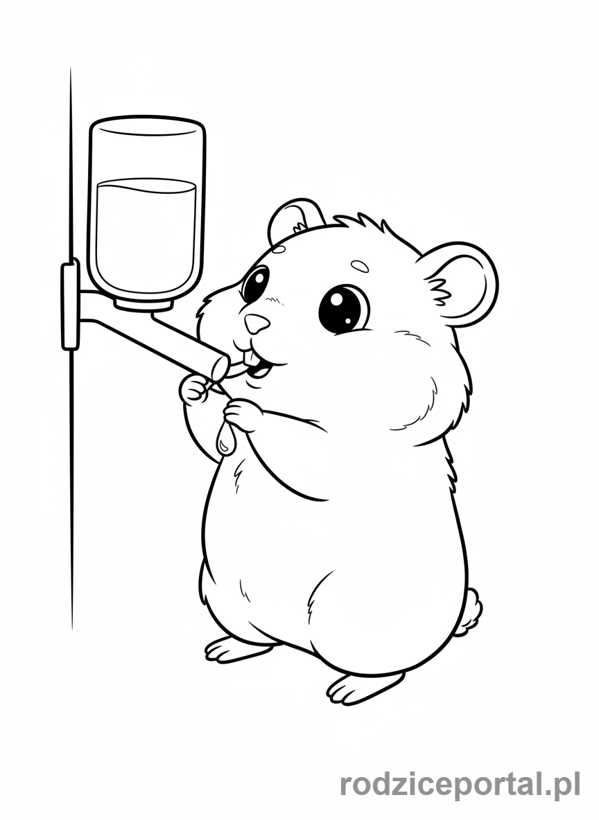 Kolorowanka Chomik - Chomik pijący wodę