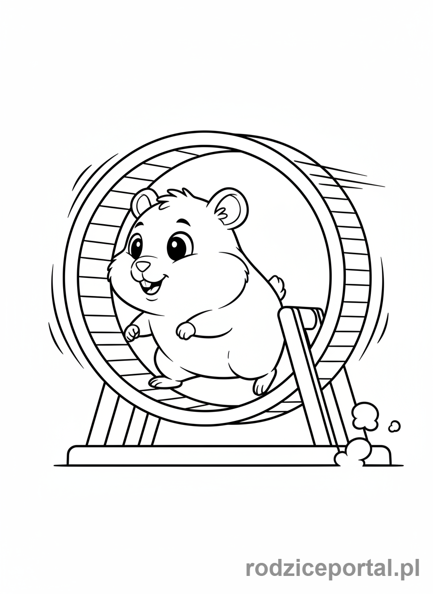 Kolorowanka Chomik - Chomik w kołowrotku