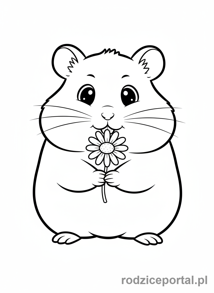 Kolorowanka Chomik - Chomik z kwiatkiem