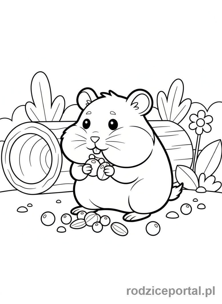 Kolorowanka Chomik - Chomik zbierający jedzenie