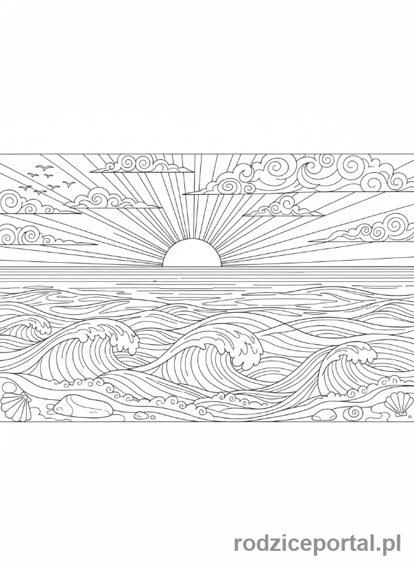 Kolorowanka Chwila Spokoju - Zachód słońca.