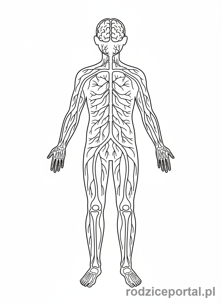 Kolorowanka Ciało Człowieka - Uklad nerwowy