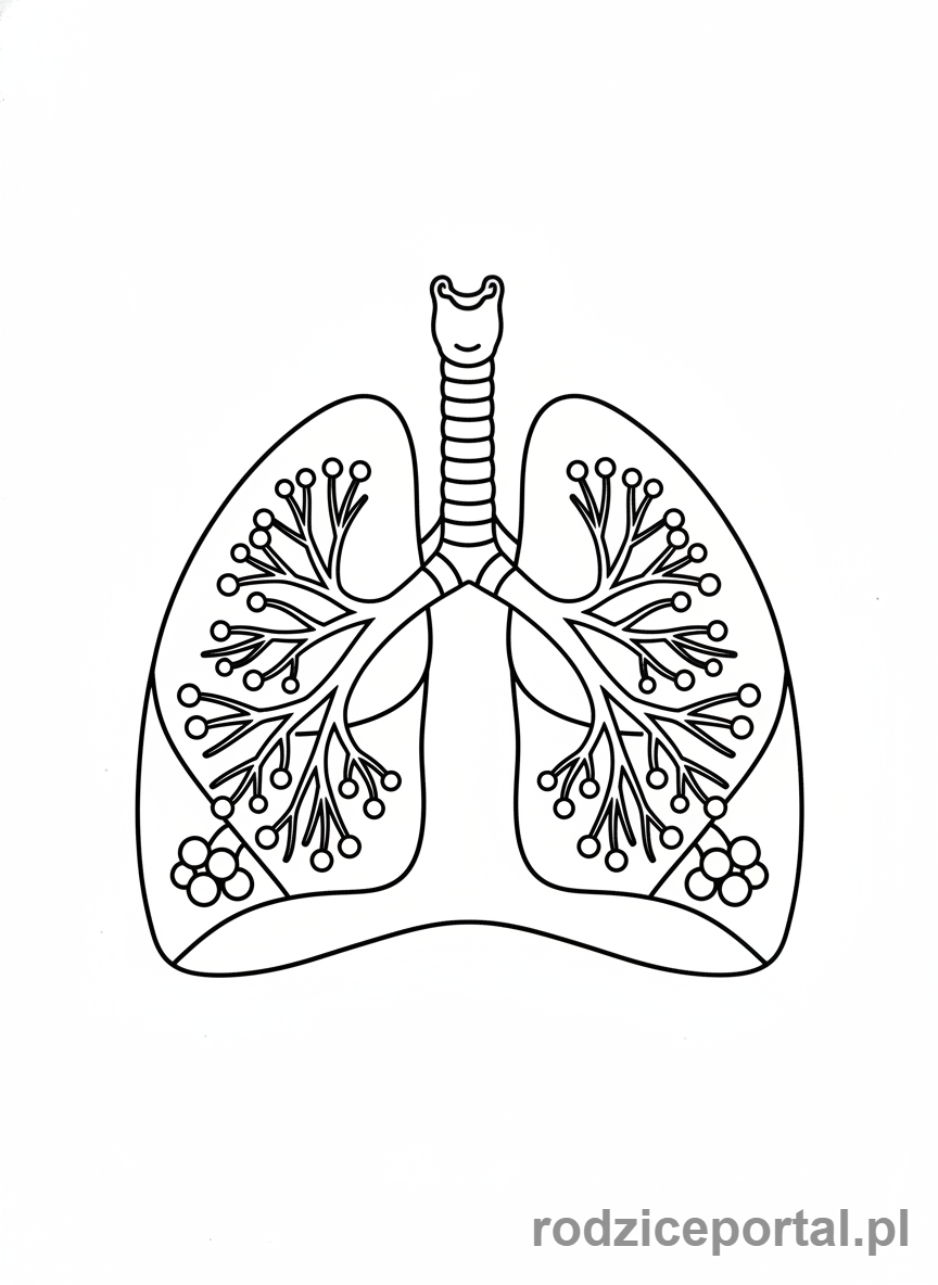 Kolorowanka Ciało Człowieka - Uklad oddechowy pluca