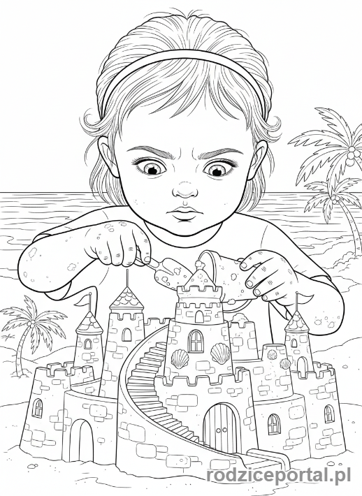 Kolorowanka Cierpliwość - Budowanie zamku z piasku