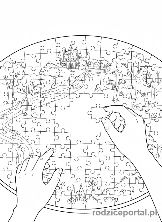 Kolorowanka Cierpliwość - Układanie puzzli