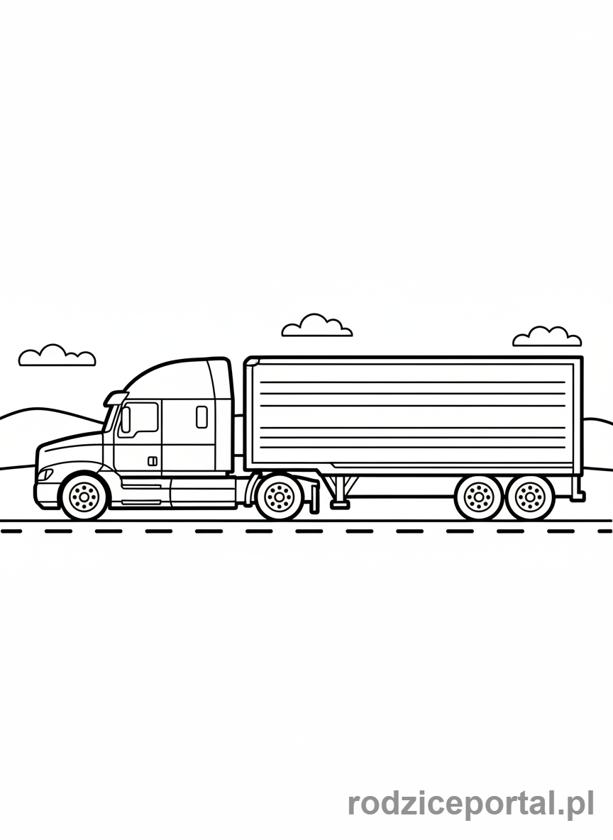 Kolorowanka Ciężarówka - Ciężarówka na autostradzie