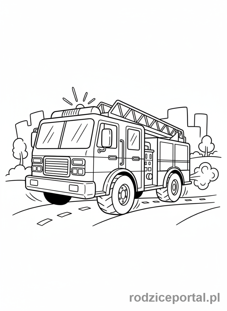 Kolorowanka Ciężarówka - Straż pożarna z syreną