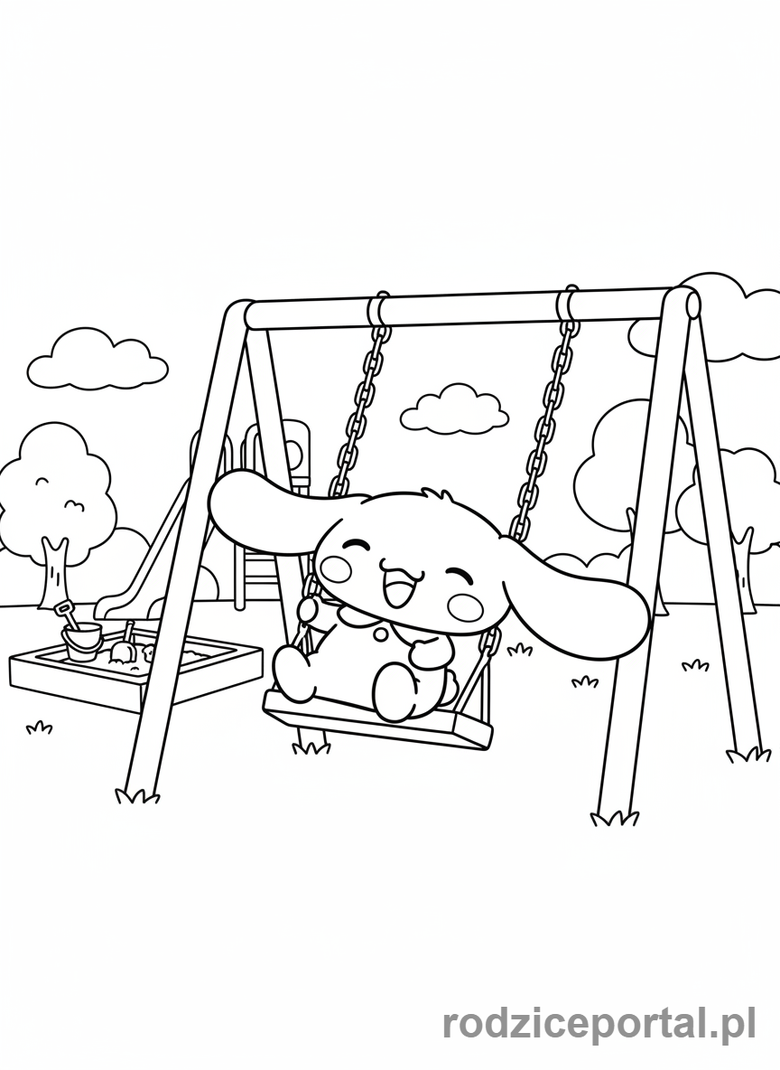 Kolorowanka Cinnamoroll - Cinnamoroll na placu zabaw