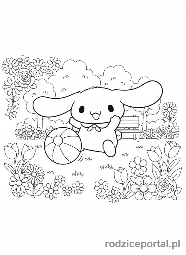 Kolorowanka Cinnamoroll - Cinnamoroll w parku