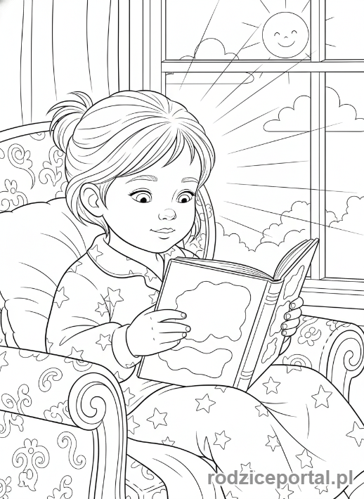 Kolorowanka Cisza - Dziecko czytające