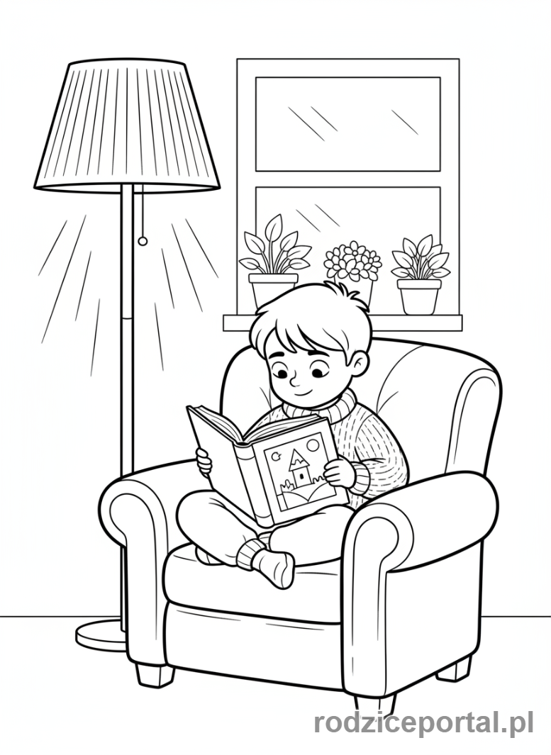 Kolorowanka Cisza I Koncentracja - Czytanie ksiazki