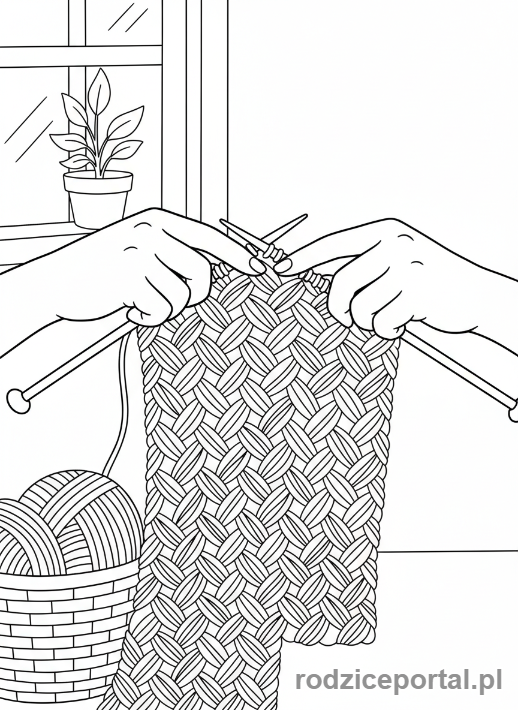 Kolorowanka Cisza I Koncentracja - Dziewiarka