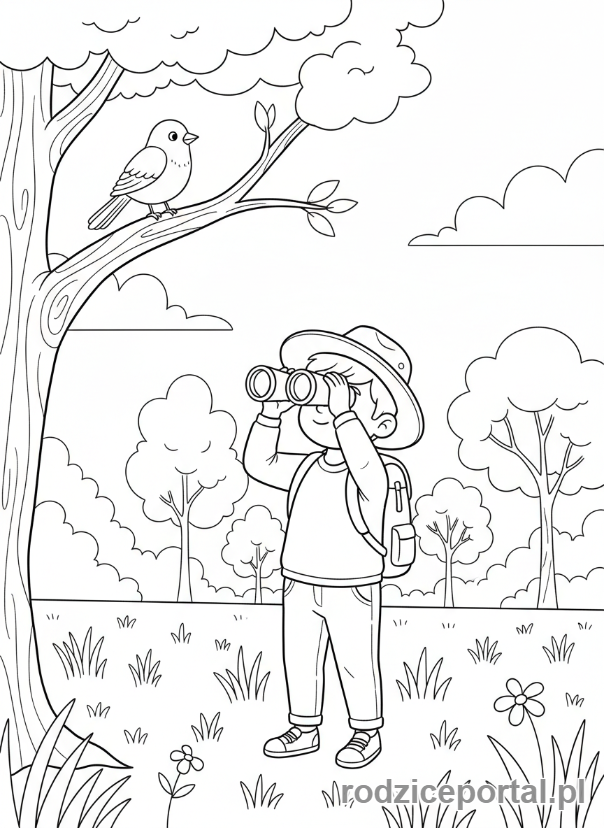 Kolorowanka Cisza I Koncentracja - Obserwacja ptakow