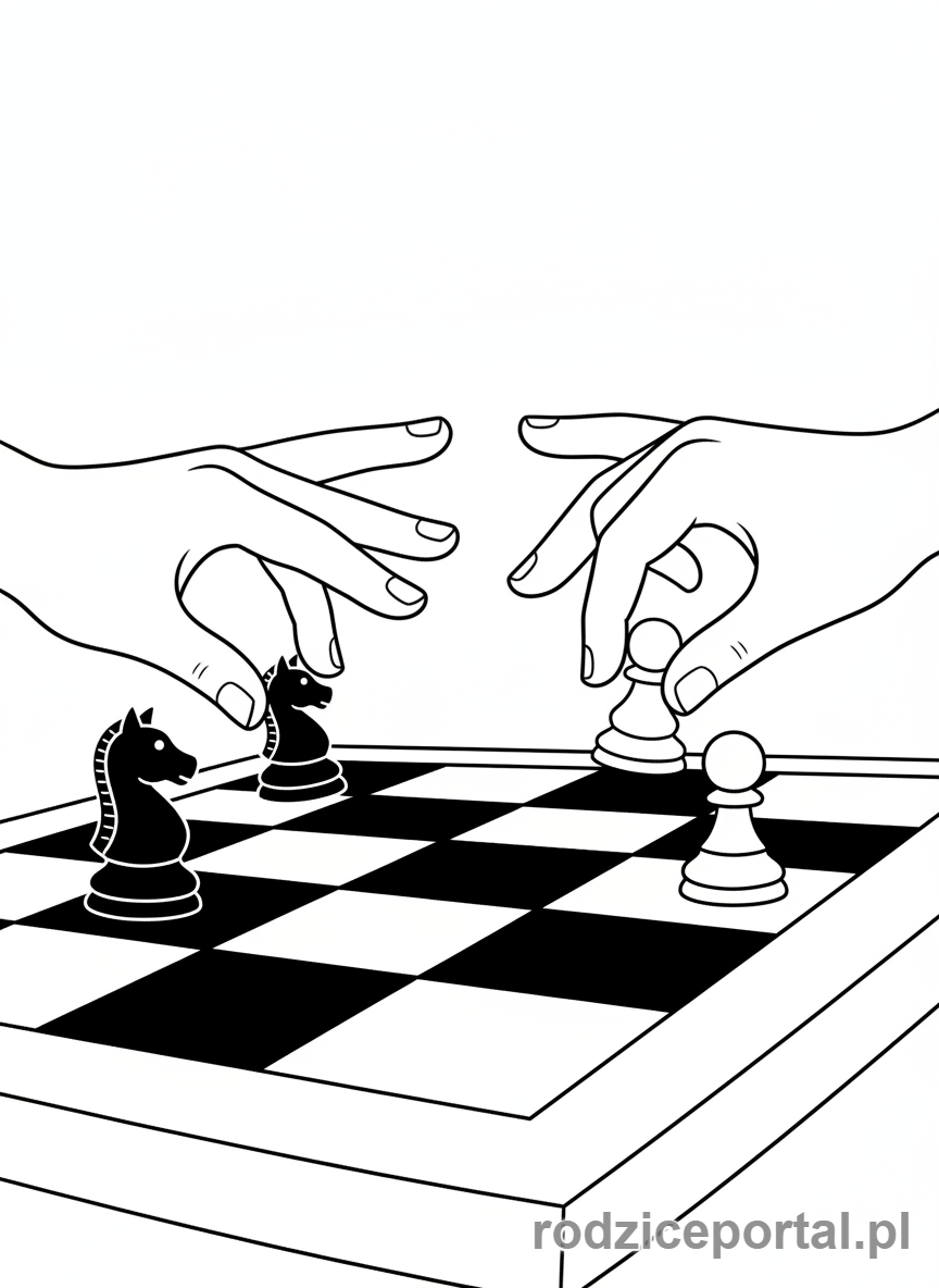 Kolorowanka Cisza I Koncentracja - Partia szachow